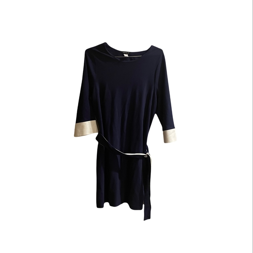 Venus Casual Belted Tie Navy Dress